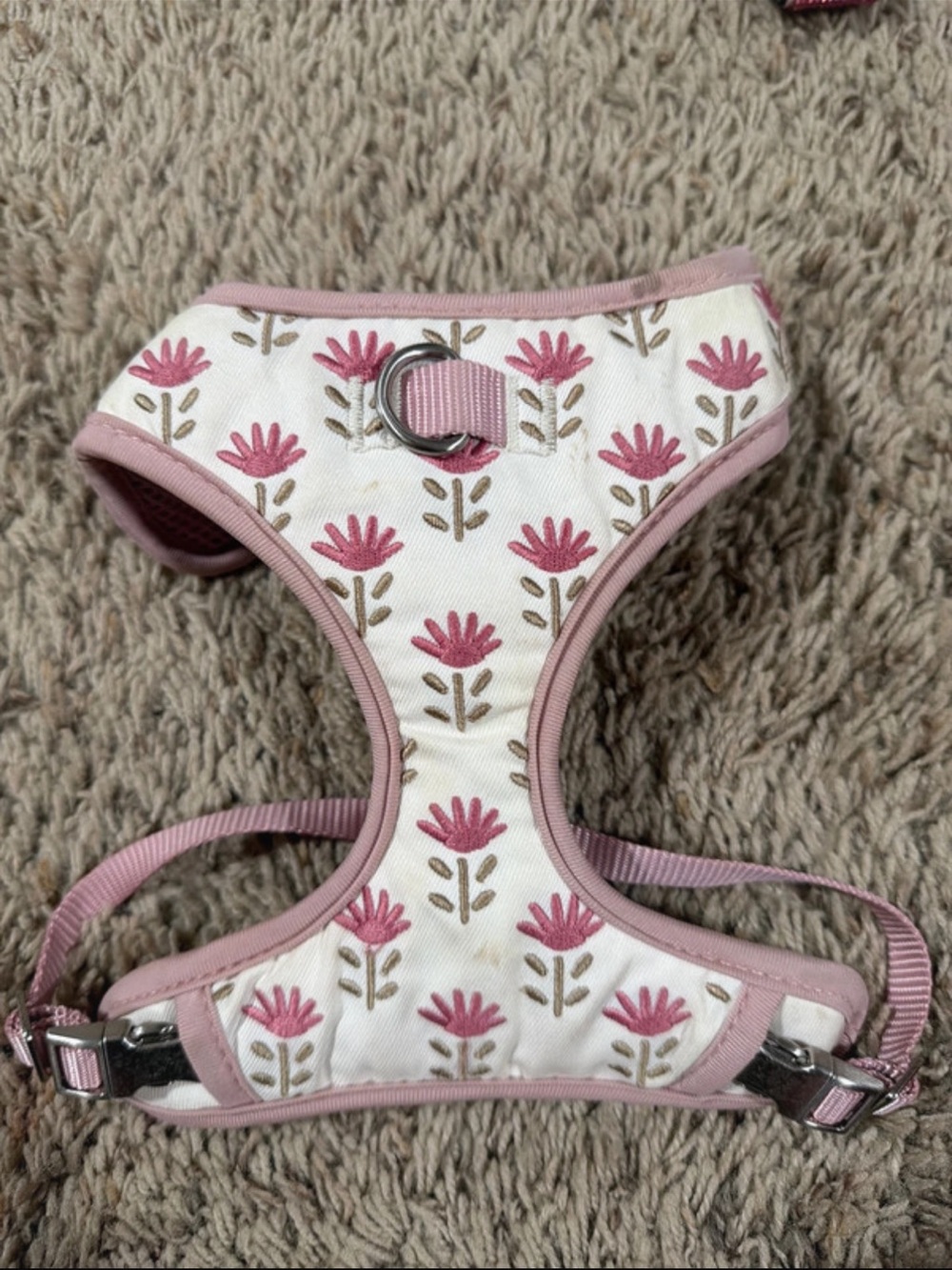 Pink Floral Soft Padded Pet Harness XS